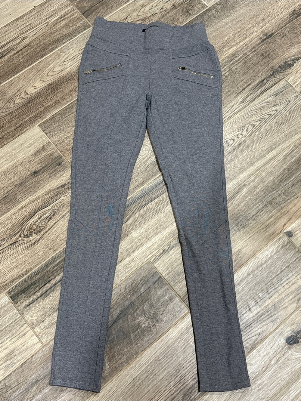 Ci Sono Sz S Heather Gray Slim Stretch Leggings with Zip Pockets B30